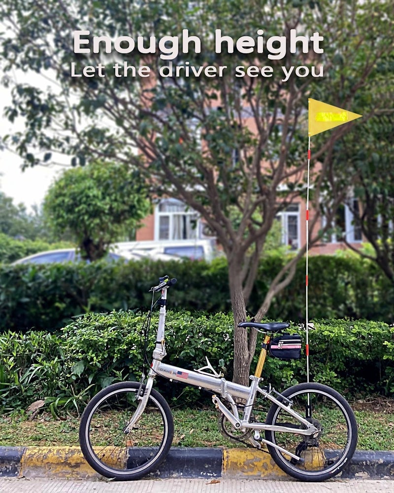 Uelfbaby 2 Pcs Safety Flag with Pole 6-Feet Adjustable Height Heavy Duty Fiberglass Pole Polyester Tear-Resistant Waterproof (Yellow with Reflective Strip) - Image 4